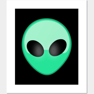 Green alien head Posters and Art